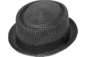 EPOCH HATS COMPANY Men's Fancy Summer Straw Pork Pie Derby Fedora Upturn Brim Hat