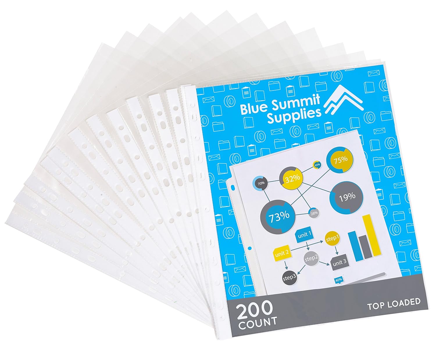 200 Sheet Protectors, 11 Hole Lightweight Binder Sleeves