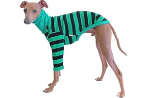 D DOGGY STAR Italian Greyhound Clothes Flexible T Shirts Whippet for Dogs (XL,Stripe Green/Black)