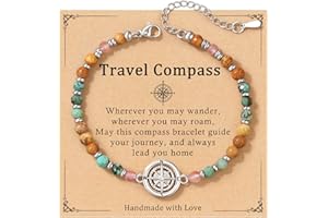 HGDEER Compass Bracelet for Women, Retirement Farewell Goodbye Going Away Gift for Friend Coworkers, Travel Gifts for Women with Message Card