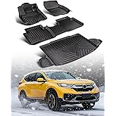 Car Floor Mats for Honda CRV: 2017-2022 Cargo Liner(Not for Hybrid), Full Set All Weather Floor Liners Trunk Mat for Honda CR-V 2017 2018 2019 2020 2021 2022, Custom Fit TPE Accessories for CR V Black