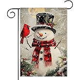 Winter Snowman Snowflake Garden Flag 12x18 Inch Double Sided Cardinal Red Bird Christmas Yard Outdoor Flag House Holiday Outside Decoration