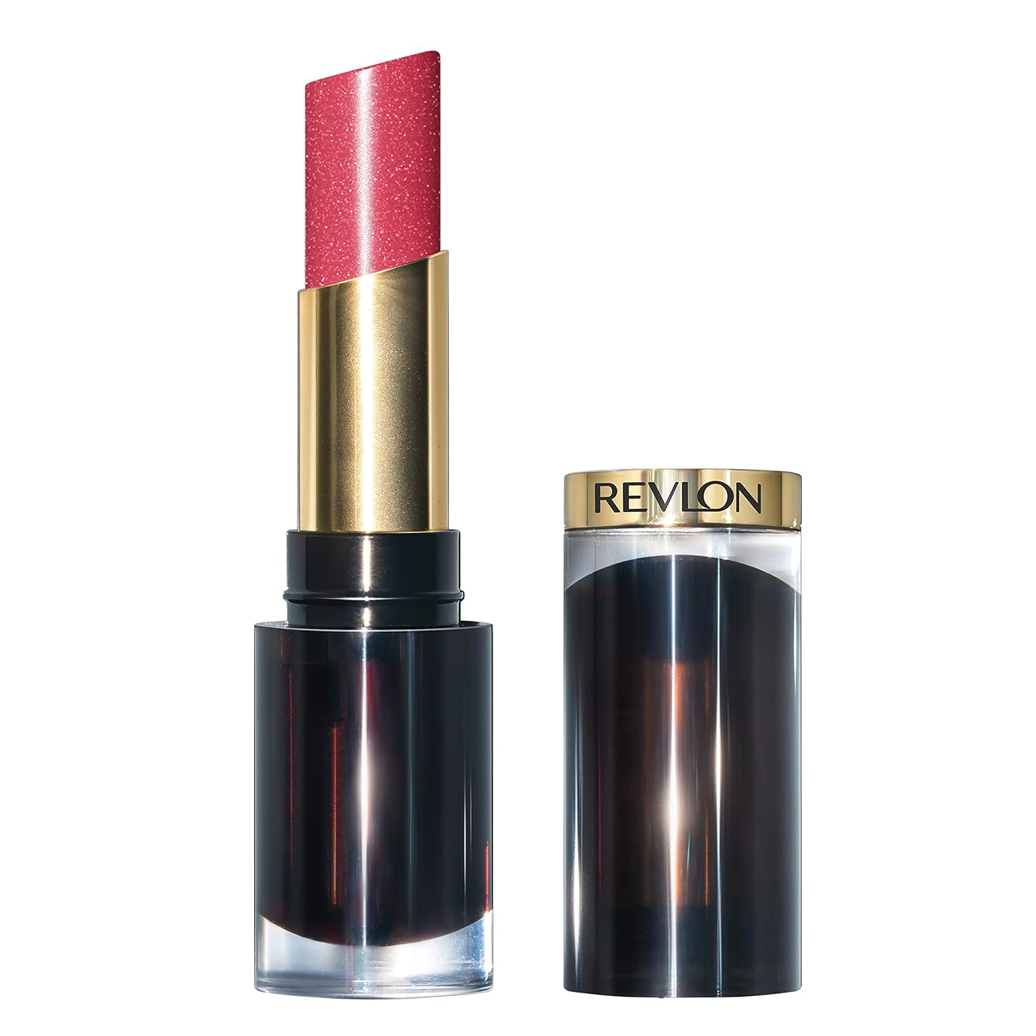 Revlon Super Lustrous Glass Shine Lipstick, Moisturizing Lipstick with Aloe and Rose Quartz in Pink, 015 Dazzle Me Pink, 0.15 oz