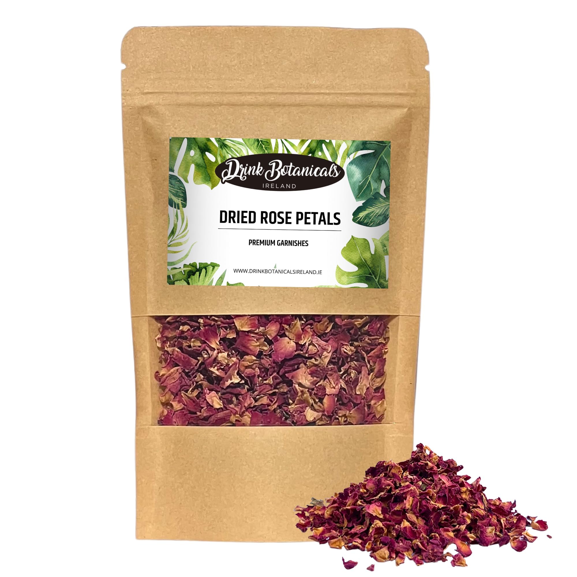 Drink Botanicals Ireland Edible Natural Dried Rose Petals | Non GMO | 100% Natural |Dry Rose Petals For Cocktail Flowers, Mocktail, Decorations, Confetti, Soap Making & Tea|25 Grams