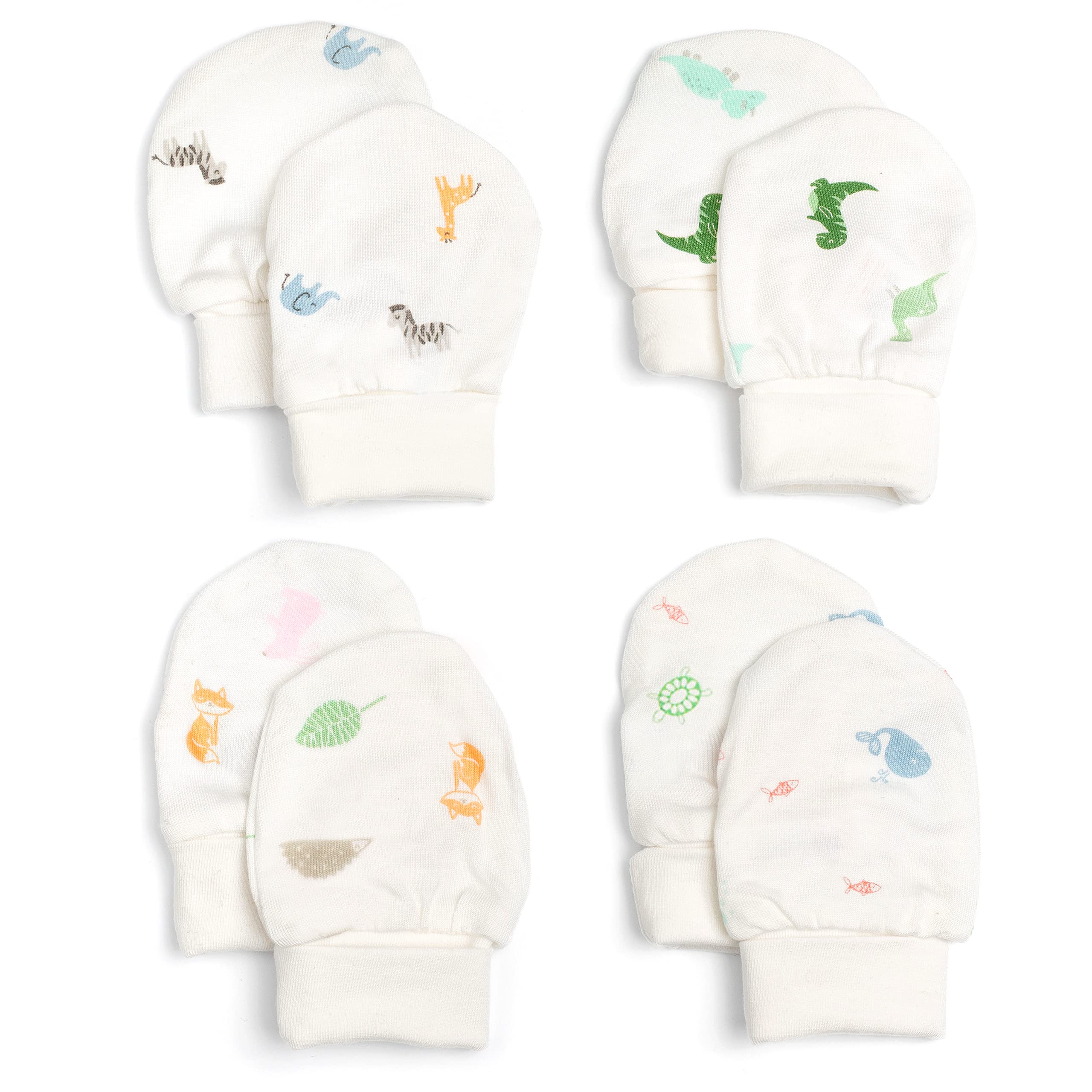 4 Pairs of Bamboo Anti-Scratch Mittens in Gift Box - Baby Essentials for Newborn - Baby Shower Gifts and Newborn Essentials - Baby Mittens 0-3 Months