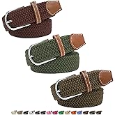 Myfunc 3 Pack Belts for Women Men Boy Girl, No Holes Jeans Pants Dress Elastic Stretchy Golf Braided Belt