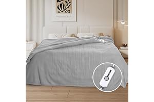 Eydna Electric Heated Blanket Full Size 72"x84", Soft Fleece with 10 Hours Auto-Off & 4 Heating Levels, Overheating Protection, Machine Washable, LightGray