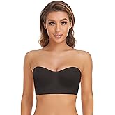Lusait Strapless Bra for Women Non-Slip Silicone Padded Bandeau Bra Wireless Tube Top Bralette