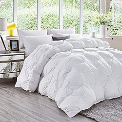 3Pcs Pinch Pleated Comforter Set - White Solid