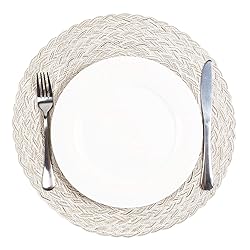 SHACOS Round Braided Placemats 15 inch Set of 6