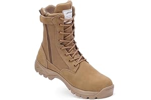 IODSON Men's Military Tactical Work Boots with Side Zipper, Puncture Resistant, Desert Combat, Army Jungle, 8 Inch Lightweight Hiking Boots