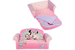 MARSHMALLOW Furniture, Minnie Mouse 3-in-1 Slumber Sofa Baby Lounger, Convertible Kids Couch, Sofa Bed & Foam Toddler Nap Mat with Attached Blanket