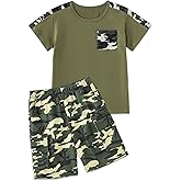 mksodopy Boys clothes camouflage stitching short-sleeved T-shirt camouflage shorts teen boys summer outfits