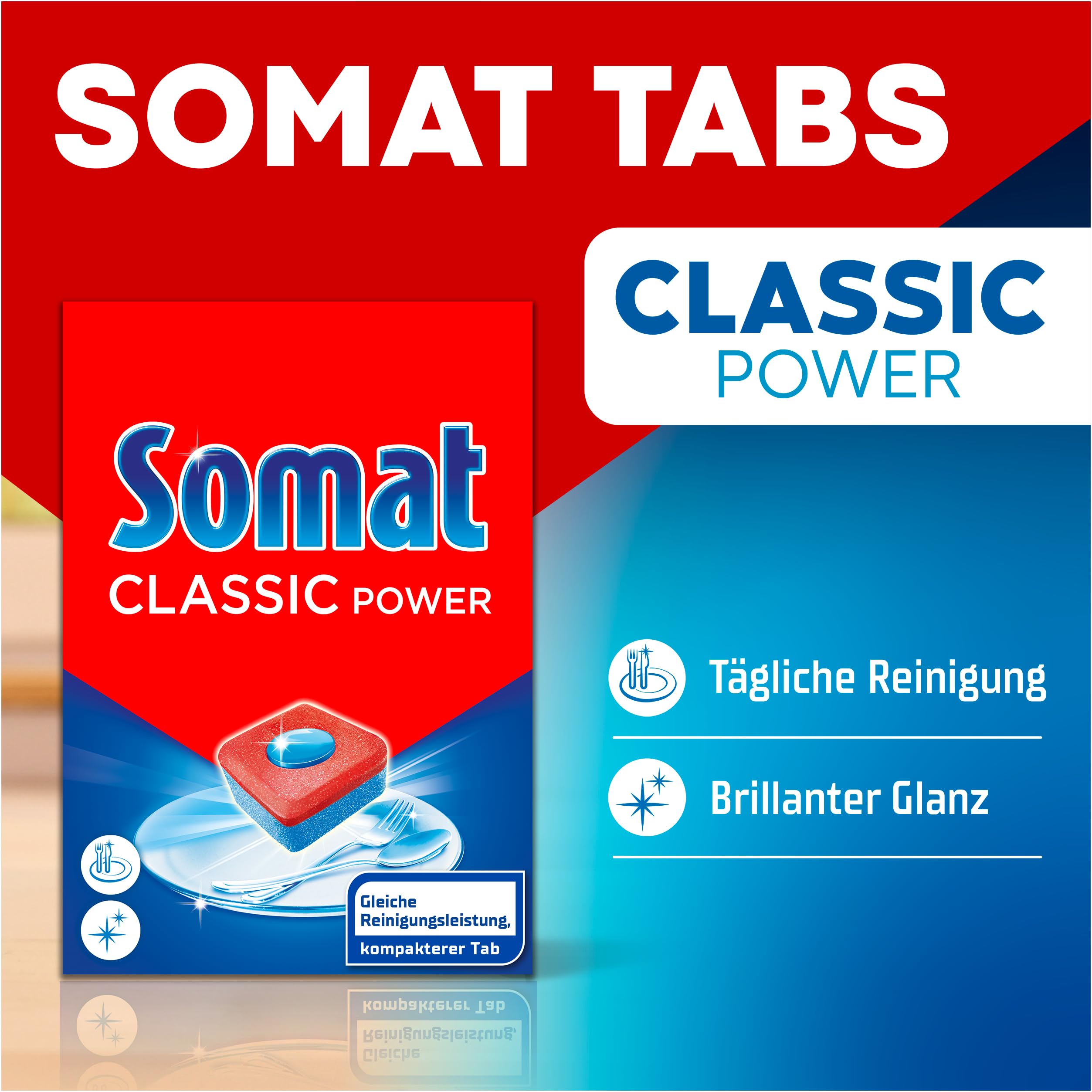 Somat Classic Power Spülmaschinen Tabs (172 Tabs), Geschirrspül Tabs mit Fettlösekraft für kraftvolle Reinigung, Spültabs für strahlend sauberes Geschirr sogar bei niedrigen Temperaturen 2