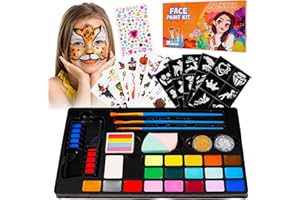 AOLIKOKO 20 Colors Face Paint Kit ，Professional Face Painting kit, Birthdays, Halloween Face Body Makeup Kit,Ideal for Cosplay Party SFX Arty Stage Makeup (Set 2)