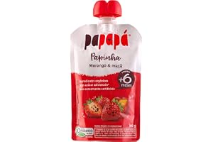 Papapá, Papinha Orgânica de Frutas, Sabor Morango e Maçã, 100g, Sem Açúcar Adicionado, Ingredientes Naturais