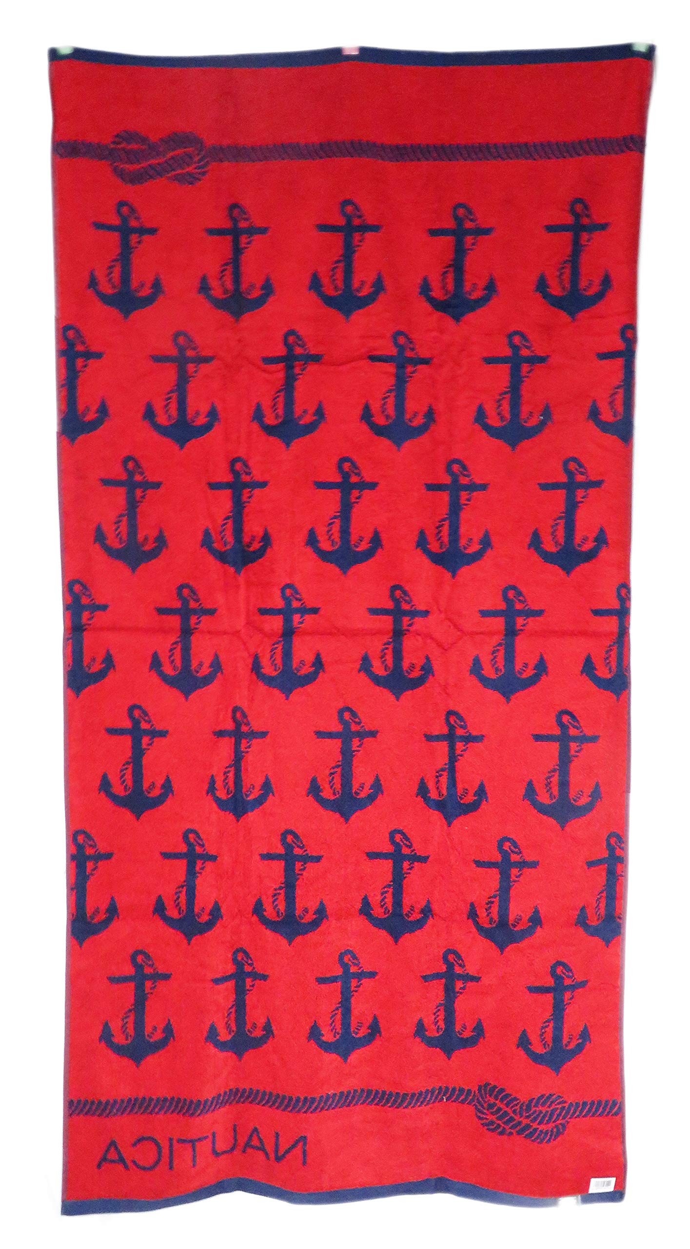 Nautica 36 x 68 Reversible Red Anchors on Navy Blue Background with