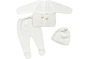 Escalett Layette Newborn Baby Knitted Clothes Set, Coming Home Infant Knit Outfit for Boys and Girls