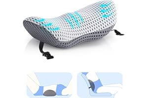 Powerole Lumbar Support Pillow with Bandage,Memory Foam pad for Relieving Lower Back Pain,and Back Support pad for Easy Fixation on Office Chair,car,Bed and Other Articles Back Pillow Gray