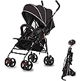 Dream On Me Vista Moonwalk Baby Stroller in Black, Lightweight Infant Stroller with Compact Fold, Multi-Position Recline Umbrella Stroller with Canopy, Extra Large Storage and Cup Holder