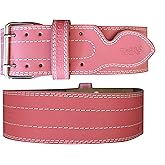 Weight Power Lifting Belt 4” Wide Cobra Grips Best Premium Genuine Leather Belt For Men & Women Adjustable Weightlifting Back Support (Pink, Small 27"-35")