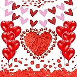 Litviz Valentine's Day Decoration Set 50 Red Candles 1000 Artificial Rose Petals Love Heart Foil Balloon Glitter Banner for W