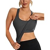 MathCat Seamless Workout Tank Top for Women with Built in Bra, Padded Racerback Ribbed Athletic Yoga Camisole