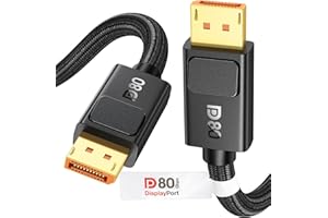 Silkland 80Gbps DisplayPort Cable 2.1 6.6FT, [VESA Certified, Secure Latch], [16K@60Hz, 8K@240Hz, 4K@480Hz 240Hz] Display Port Cord, DP80 HDR DSC1.2a for FreeSync G-Sync Gaming Monitor 5090 7900XTX