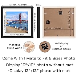 POUYCIW 16x16 inch Wood Picture Frame for Wall