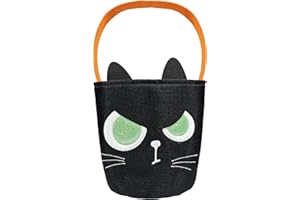 ZYVORA Halloween Candy Bucket & Trick or Treat Bag – Cute Pumpkin Basket for Kids, Reusable Halloween Bucket for Candy, Large Trick or Treat Basket & Halloween Pumpkin Tote (Black)