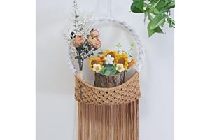 D-WERACK Macrame Wall Decor Holder, Boho Hanging Woven Art Shelf Suit for Plants Artificial Fake Flowers Toy Displays, Bohemian Home Decoration for Nursery, Bedroom, Living Room, Farmhouse