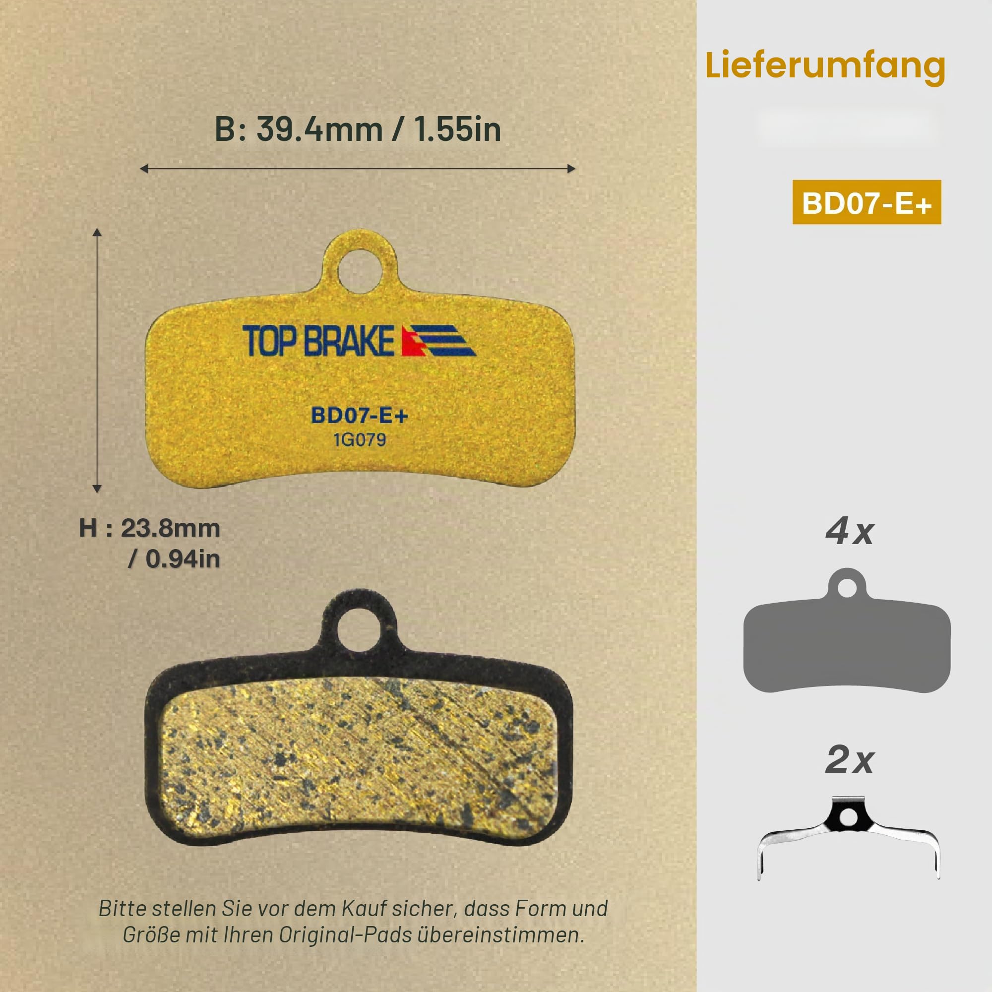 Top Brake Scheibenbremsbeläge für Elektrofahrräder, kompatibel mit Shimano Saint BR-M810/820, XTR-M9120, TEKTRO, TRP 4-Kolben | E-MTB, Fahrradparkplatz | E-Bike-Verbindung, langlebig, Gold(2 Paar) 5