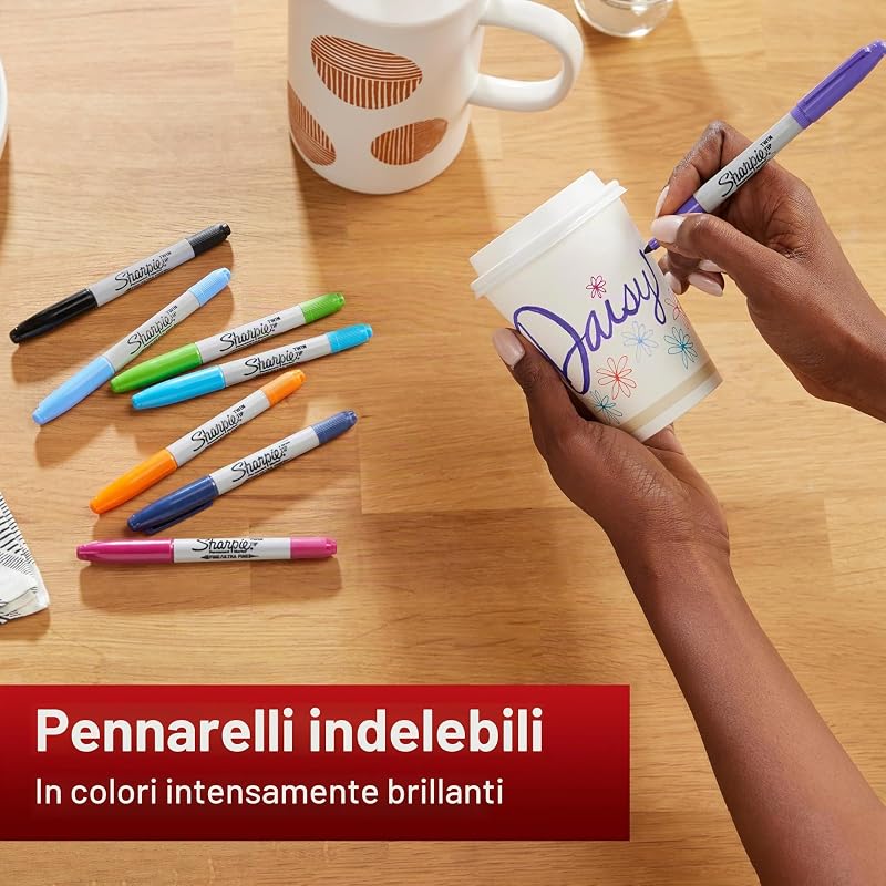 pennarelli indelebili a doppia punta | punta fine e ultrafine | Inchiostro nero | confezione da 12