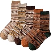 Daphene Women's Ethnic Vintage Socks | Premium Combed Cotton Warm | Retro Patterns Breathable Stretch Design | Holiday Gifts