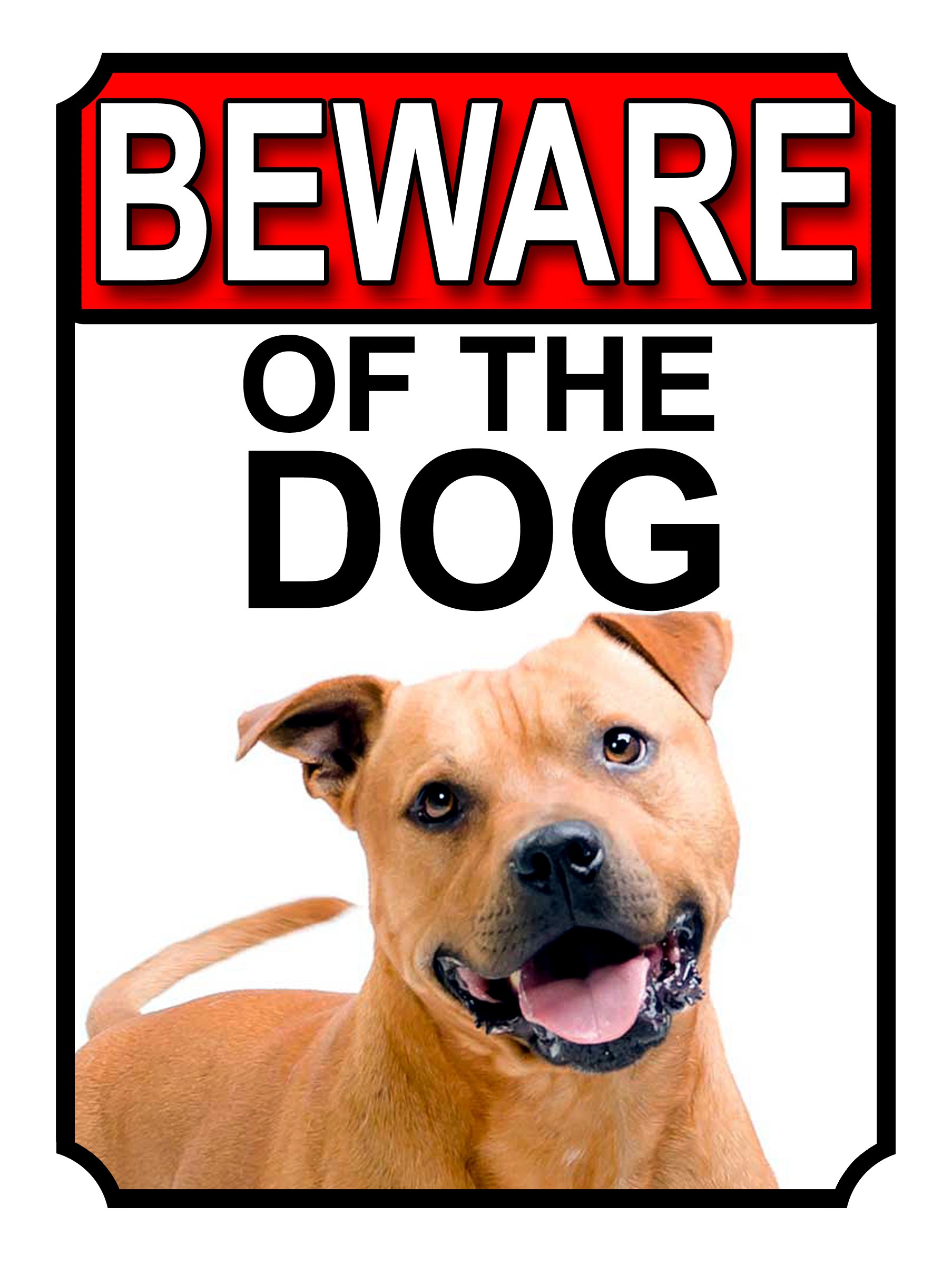 BEWARE OF THE DOG METAL GATE SIGN AMERICAN PIT BULL 200MM X 150MM (1104H1)