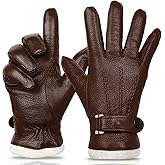 SURAWIL Mens Leather Gloves Mens Dress Glove Touchscreen Winter Gloves for Men Driving Gloves Cashmere Lined M051US-T
