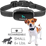 Barklo Small Dog Bark Collar For Tiny To Medium Dogs by Rechargeable And Waterproof Vibrating Anti Bark Training Device - Smallest & Most Safe On Amazon - No Shock No Spiky Prongs! (6+ lbs)