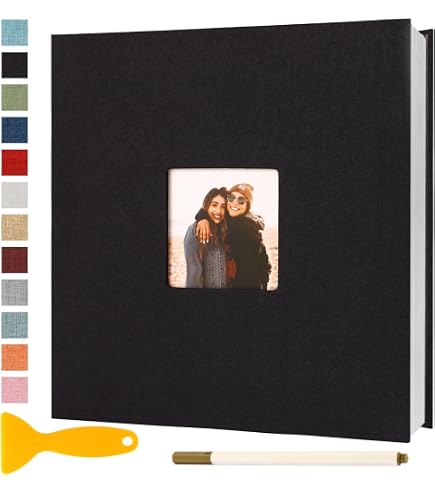 Self Adhesive Photo Album - Magnetic Scrapbook For 4x6 5x7 8x10 Photos, Includes Metallic Pen, 40 Pages
