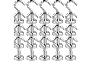 Realth Rare Earth Magnetic Hooks 20LBS Strong Neodymium Magnets with Hook Color Sliver 20 Pack for Kitchen Warehouse Cruise Workplace Garage and Office