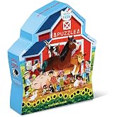 Crocodile Creek 60-Piece Jigsaw Floor Puzzle - Fun Floor Puzzles for Kids Ages 4-8 - Heavy-Duty Shaped Box for Storage - Day at The Farm - 18 x 24 inches Finished