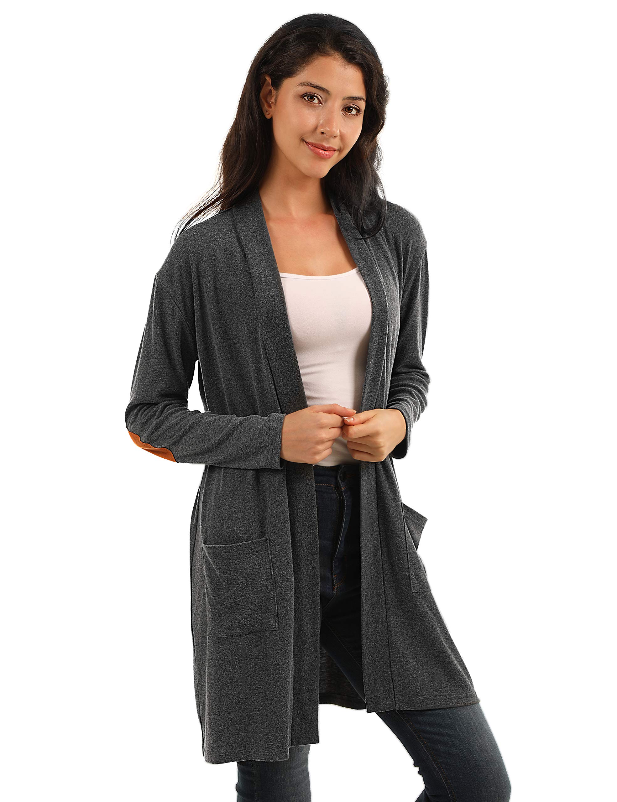 BMJL Women\'s Casual Long Cardigans Open Front Pregnant Oversized Long Sleeve Tops(Medium,Grey)