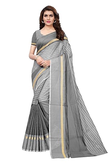 Synthetic Cotton Saree with Blouse Piece
