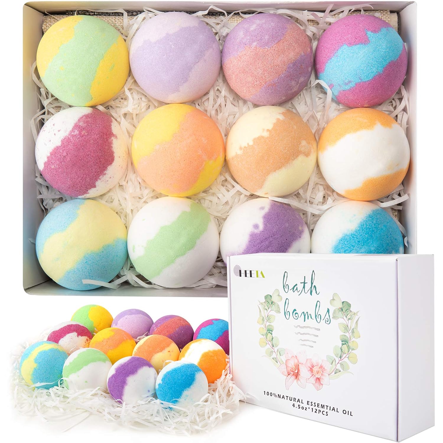Faurora Essential Oil Necklace Gift Set Bundle with HEETA 12-Pack Bath Bombs Gift Set, Perfect for Spa Bath