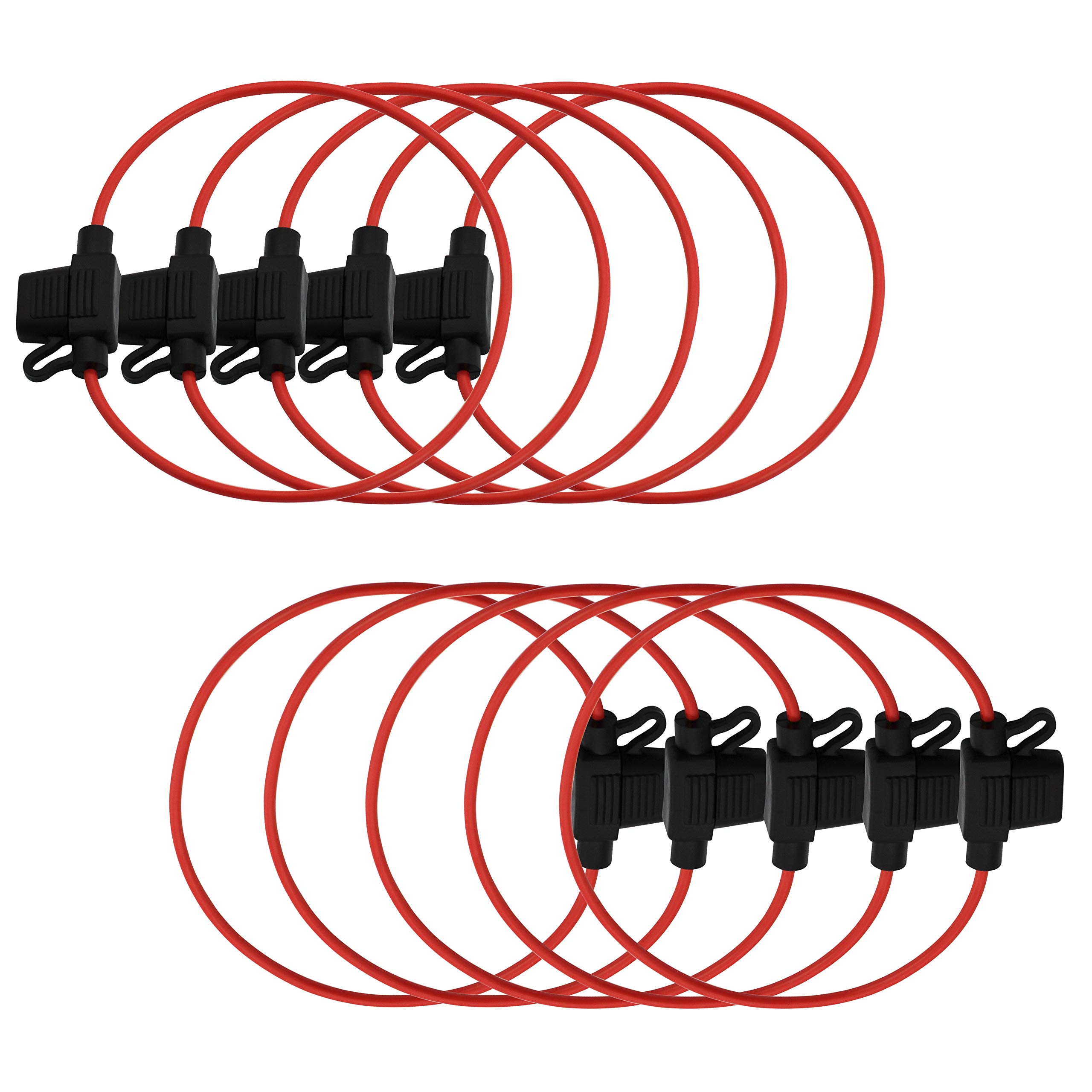 DIGITEN 10pcs Inline 16 AWG Blade ATM Mini Fuse Holder with 30cm Wire (Pack of 10)