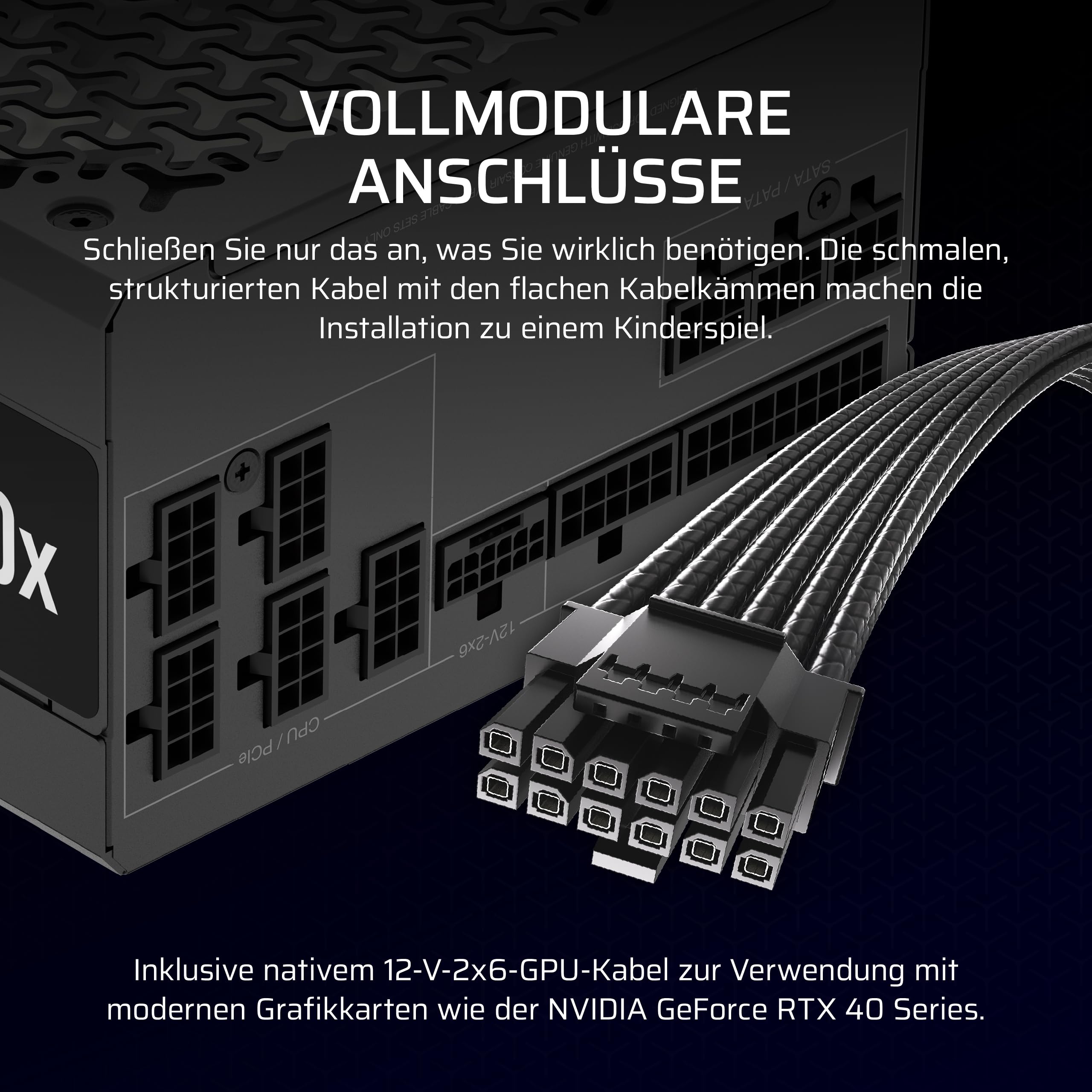 CORSAIR RM850x Vollständig modulares, geräuscharmes ATX-Netzteil – ATX 3.1-kompatibel – PCIe 5.1-Unterstützung – Cybenetics Gold-Effizienz – Native 12V-2x6-Anschluss – Schwarz 5
