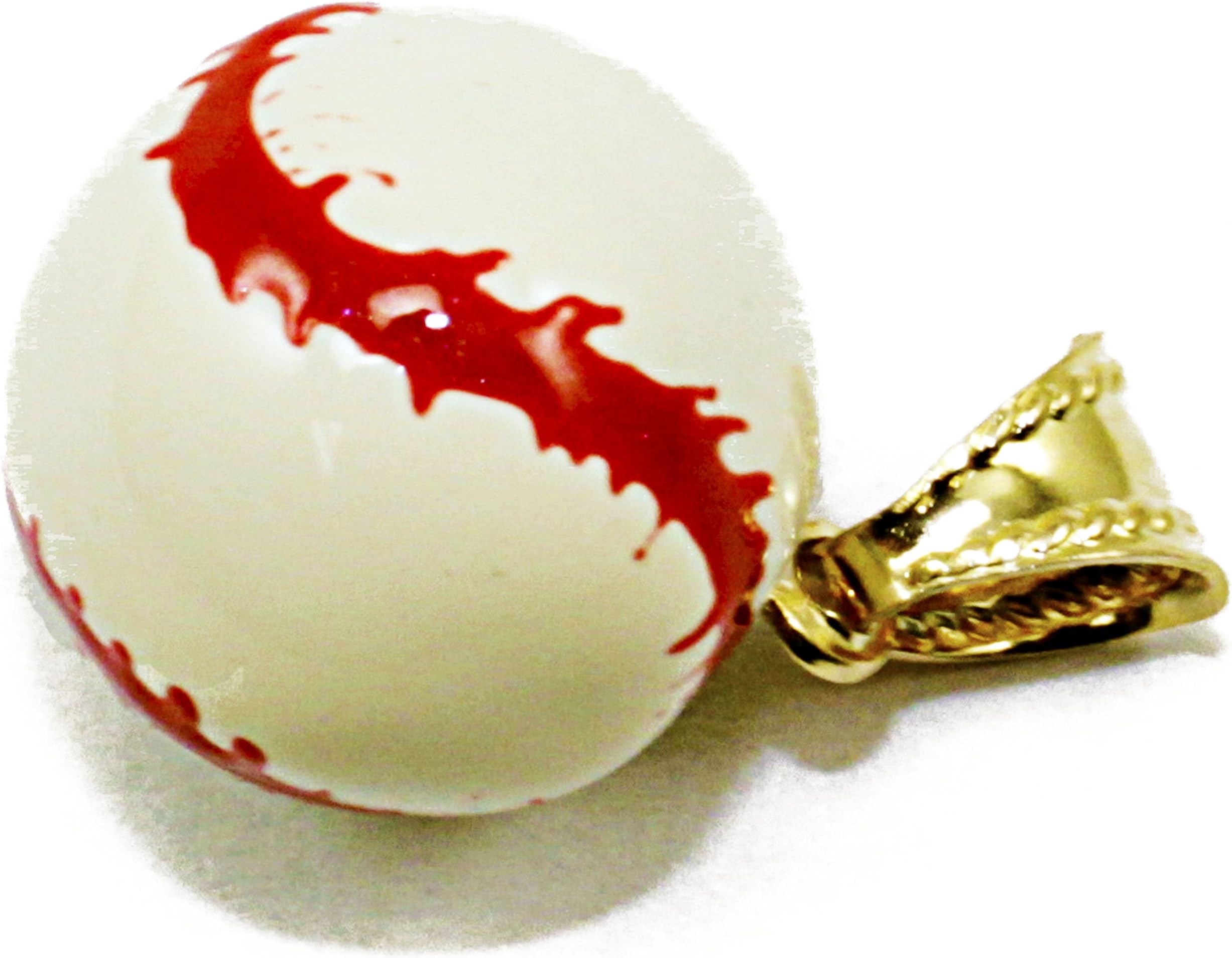 14k Yellow Gold Enamel Baseball Pendant/Charm