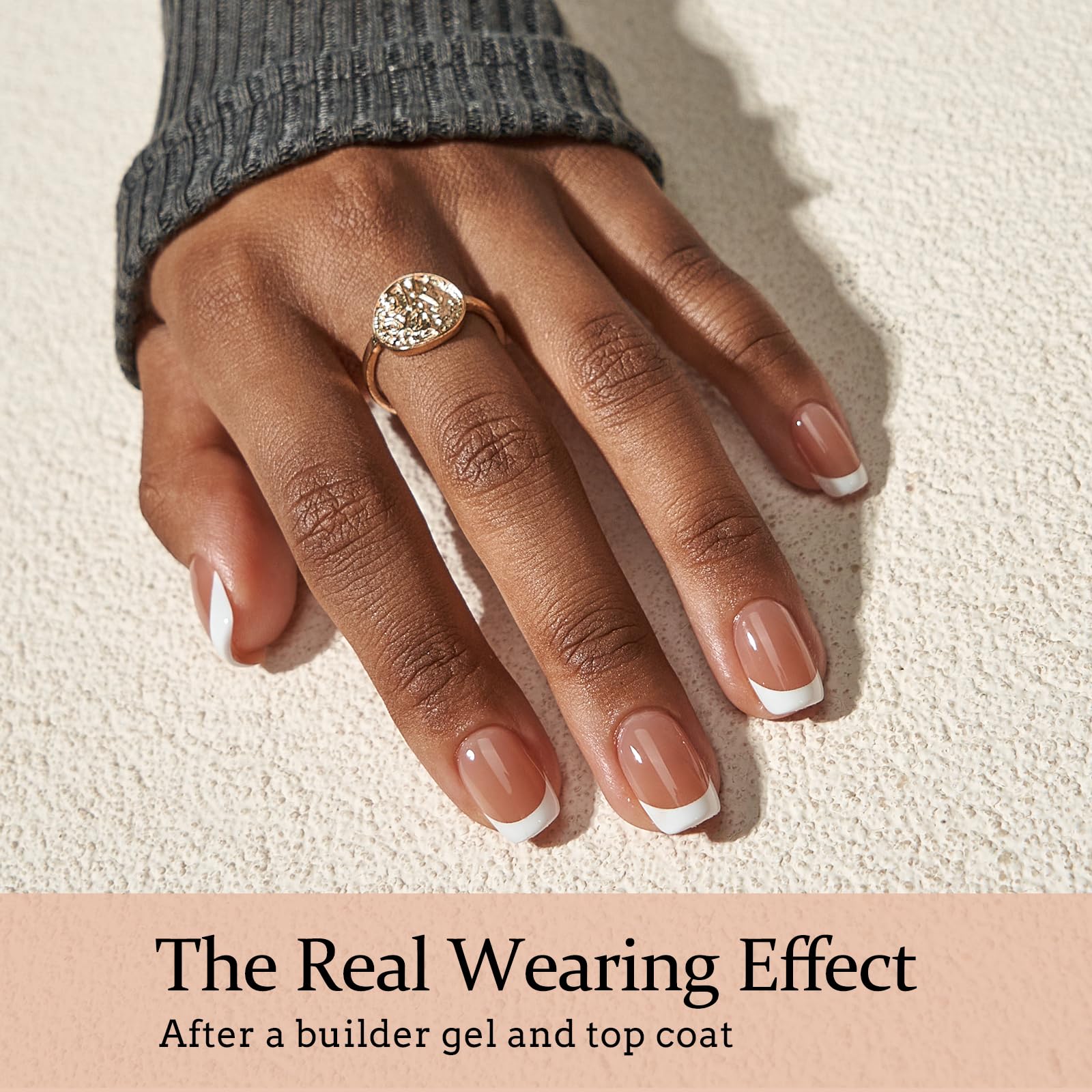 BTArtboxnails French Gel Nail Tips - XCOATTIPS Brown Extra Short Square French Tip Press on Nails, No Need to File Fake Nails Nail Art DIY - Image 3