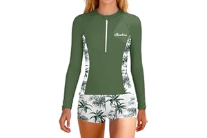 ADIFUN Girls Rash Guard Swimsuit Two Piece Set Colorblock Long Sleeve Bathing Suit UPF50+Sun Protection Swim Suits 7-14Y