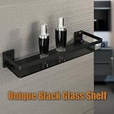 SAYAYO Black Tempered Glass Shelf 38cm Wall Mounted SUS304 Rail view 4