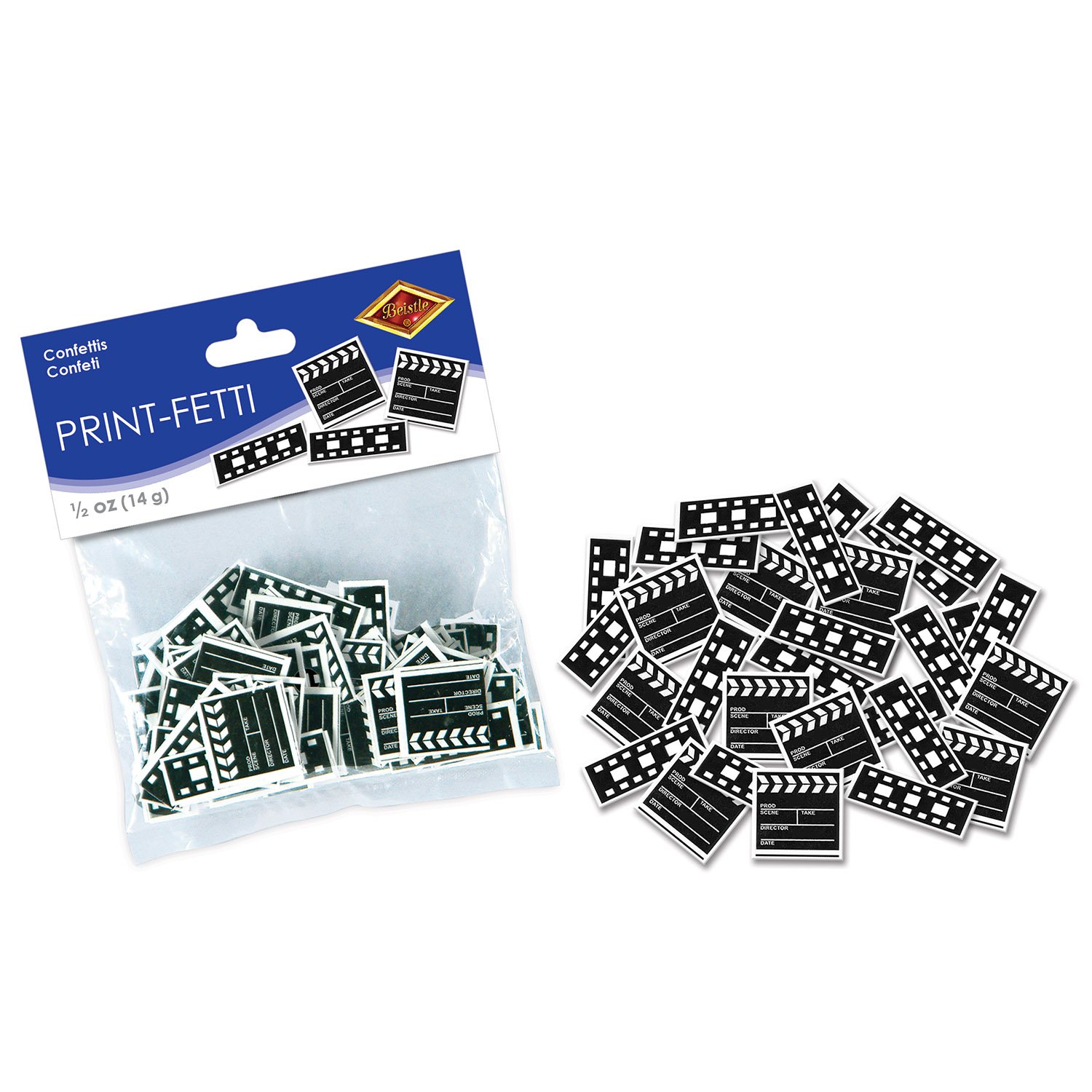 Beistle Clapboard and Filmstrip Print-Fetti Black/White Package of 1